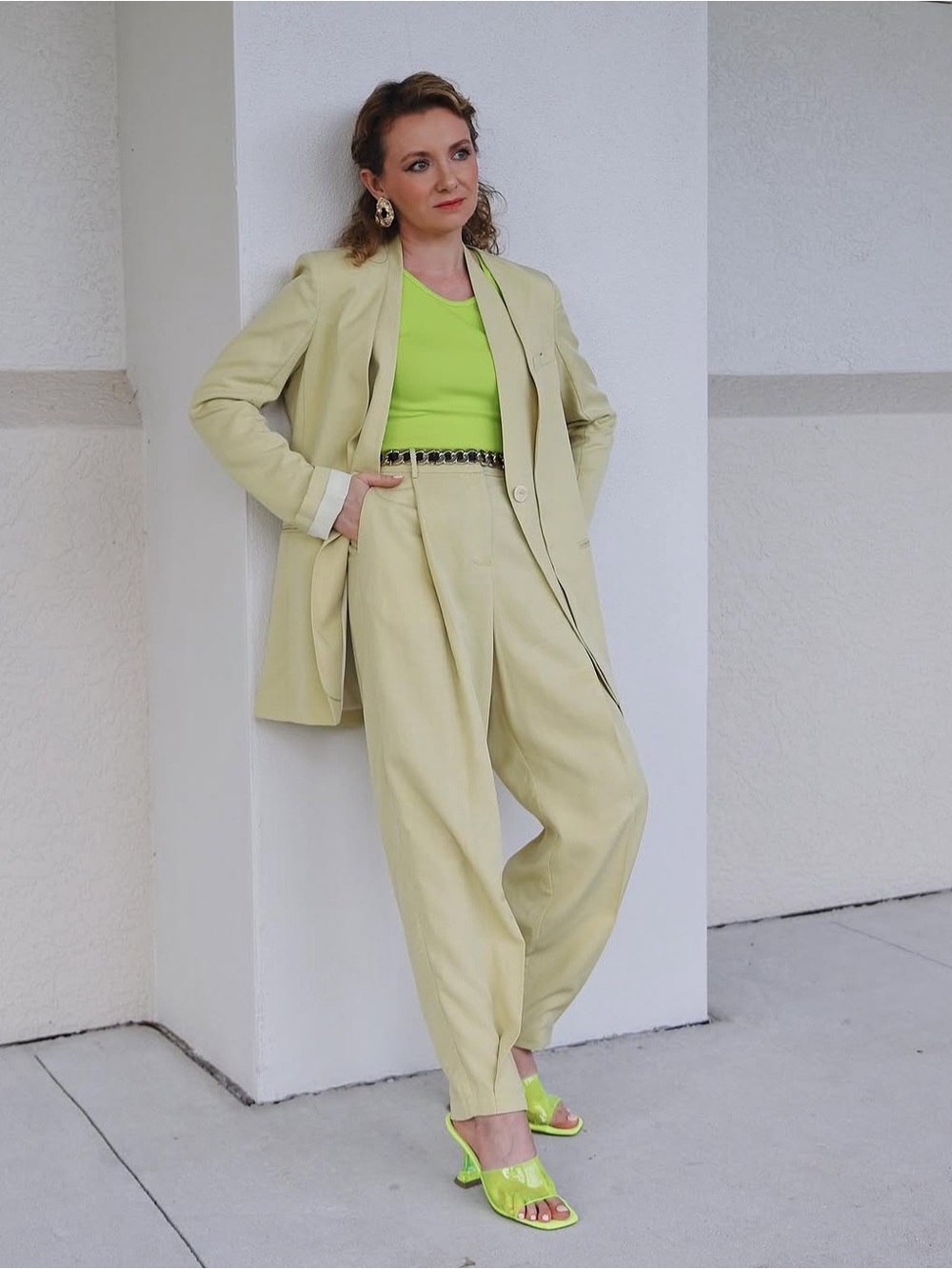 LATTELIER Butter Yellow High Waisted Balloon Harem Pants Size XS